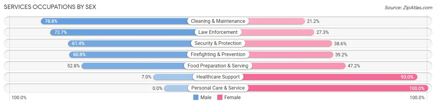 Services Occupations by Sex in Zip Code 48235