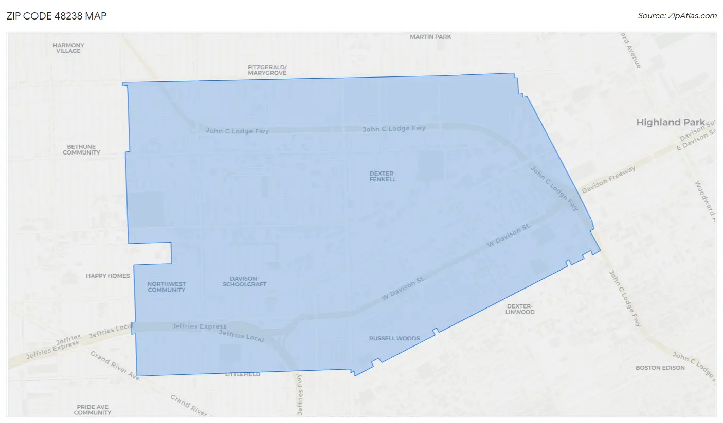 Zip Code 48238 Map