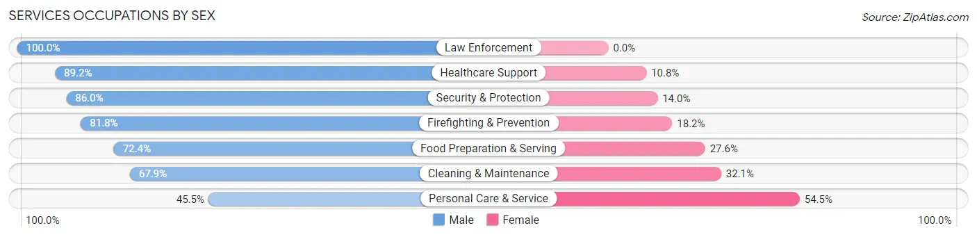 Services Occupations by Sex in Zip Code 48301