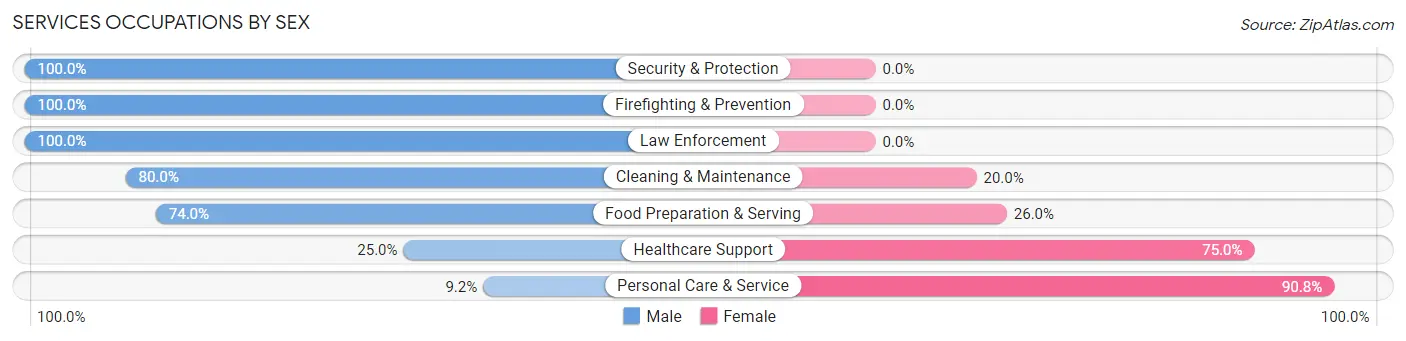 Services Occupations by Sex in Zip Code 48302