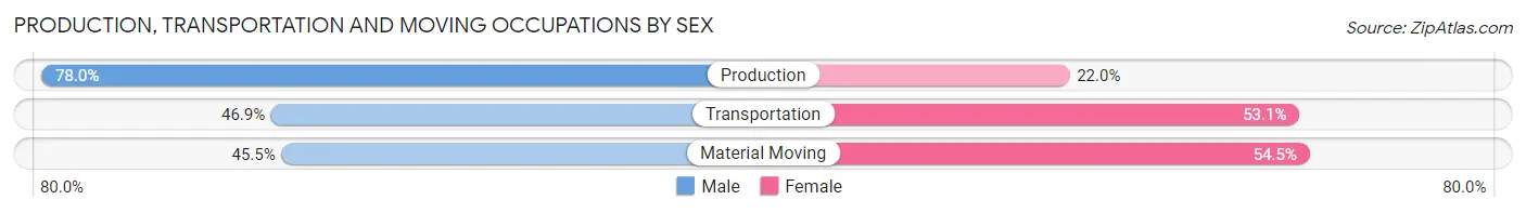 Production, Transportation and Moving Occupations by Sex in Zip Code 48348