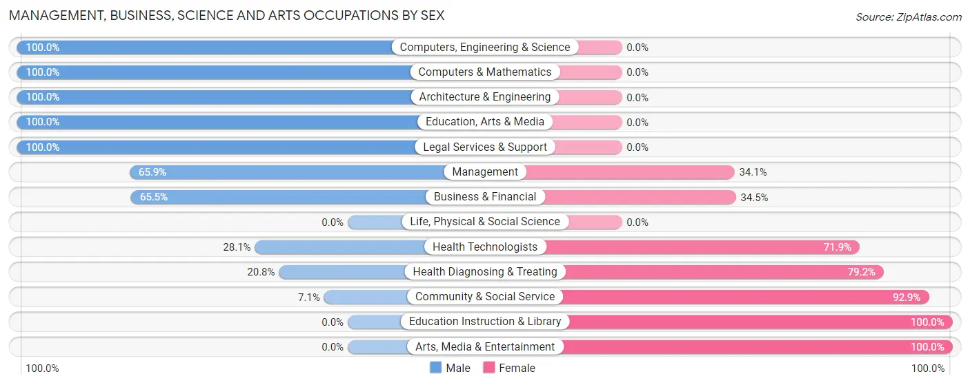 Management, Business, Science and Arts Occupations by Sex in Zip Code 48414