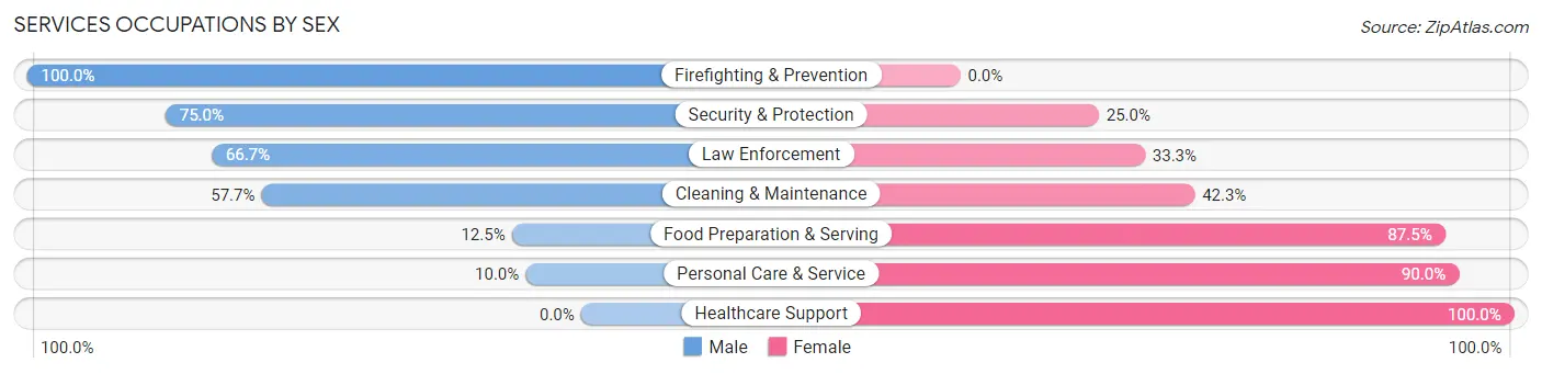 Services Occupations by Sex in Zip Code 48427
