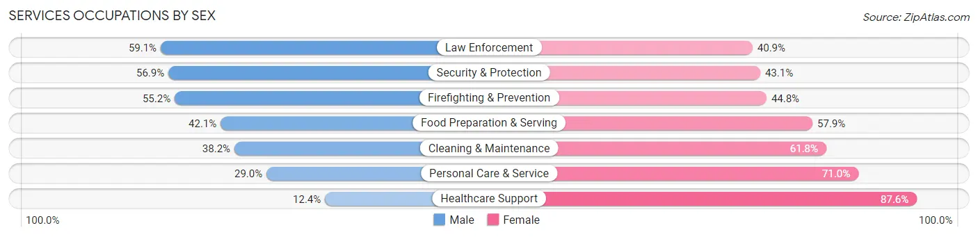 Services Occupations by Sex in Zip Code 48601