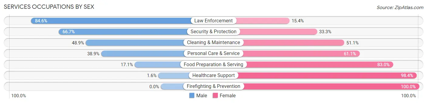 Services Occupations by Sex in Zip Code 48618