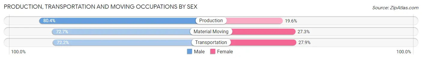 Production, Transportation and Moving Occupations by Sex in Zip Code 48658