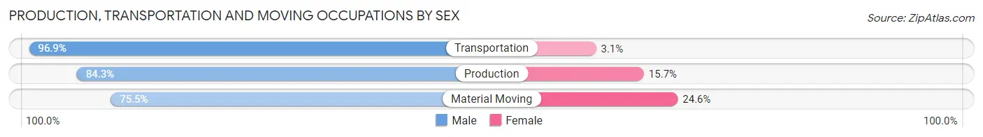 Production, Transportation and Moving Occupations by Sex in Zip Code 48768