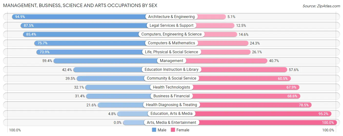 Management, Business, Science and Arts Occupations by Sex in Zip Code 48848