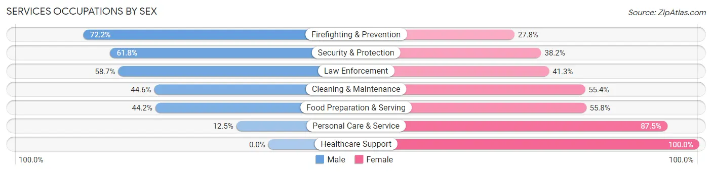 Services Occupations by Sex in Zip Code 48848