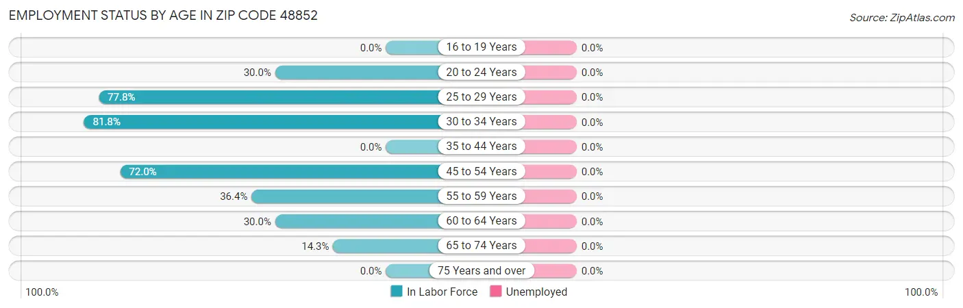 Employment Status by Age in Zip Code 48852
