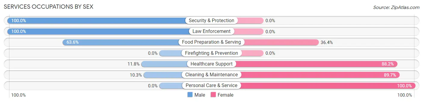 Services Occupations by Sex in Zip Code 48878