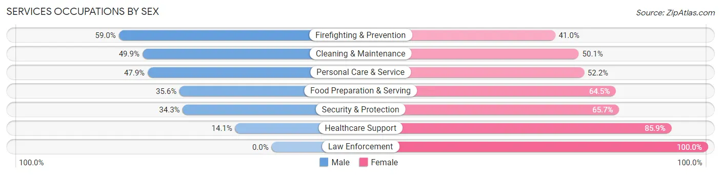 Services Occupations by Sex in Zip Code 49048