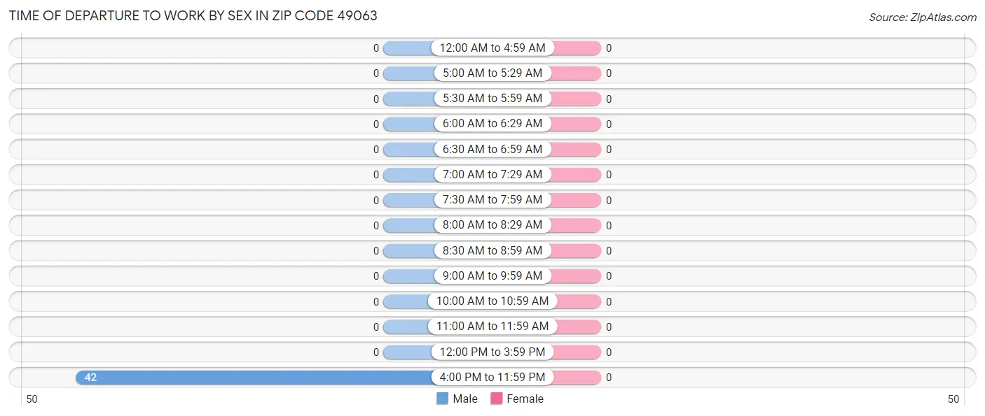 Time of Departure to Work by Sex in Zip Code 49063