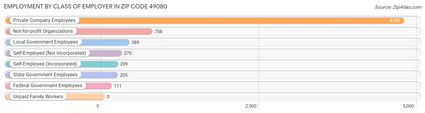 Employment by Class of Employer in Zip Code 49080