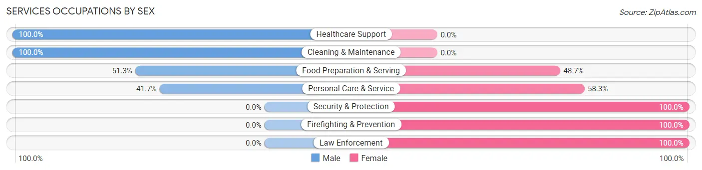 Services Occupations by Sex in Zip Code 49088