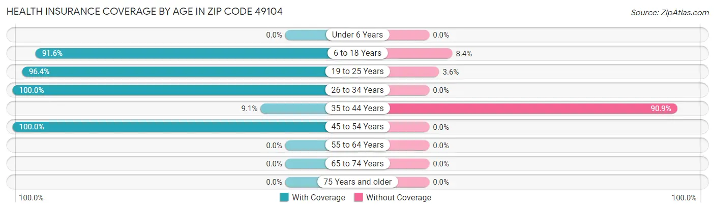 Health Insurance Coverage by Age in Zip Code 49104