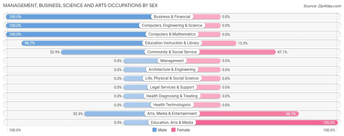 Management, Business, Science and Arts Occupations by Sex in Zip Code 49104