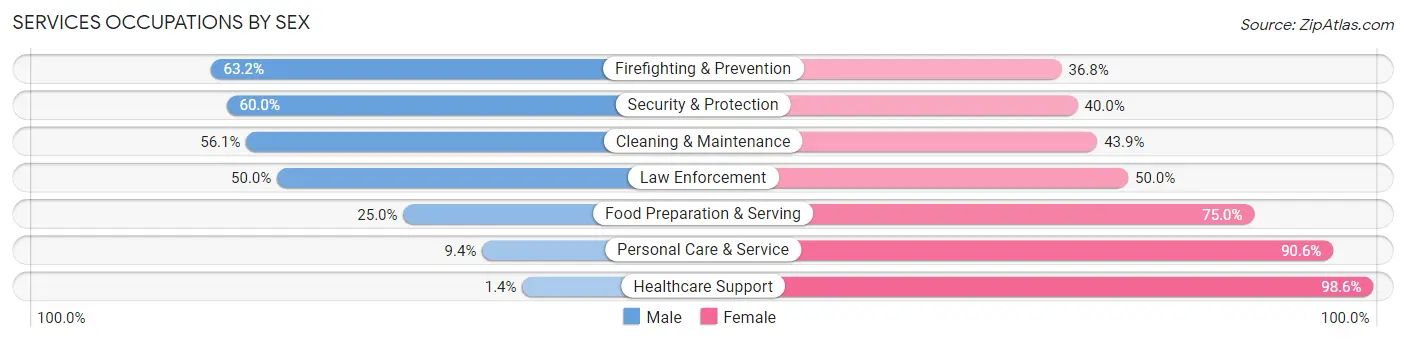 Services Occupations by Sex in Zip Code 49247