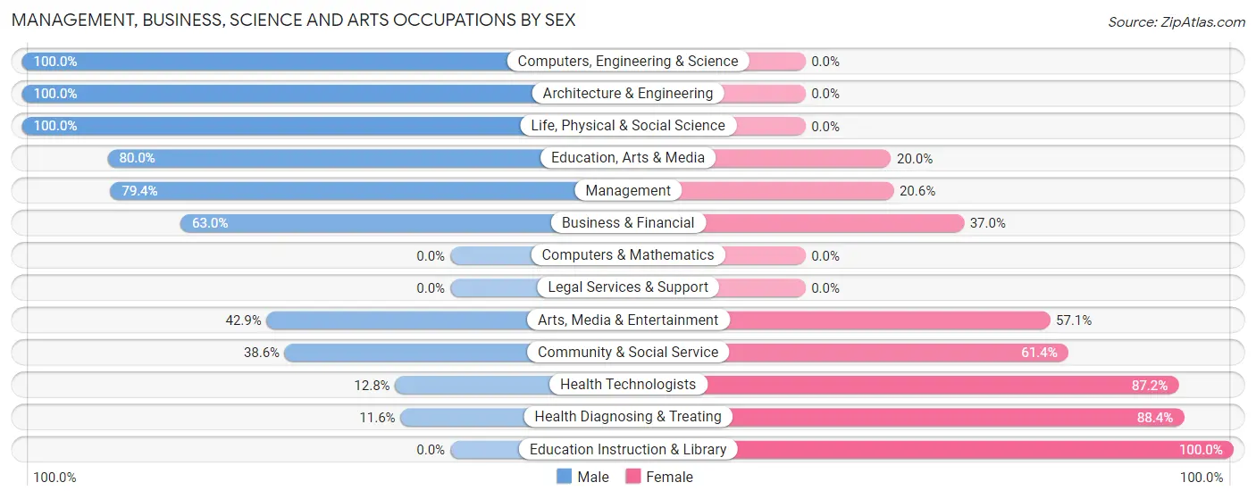 Management, Business, Science and Arts Occupations by Sex in Zip Code 49249