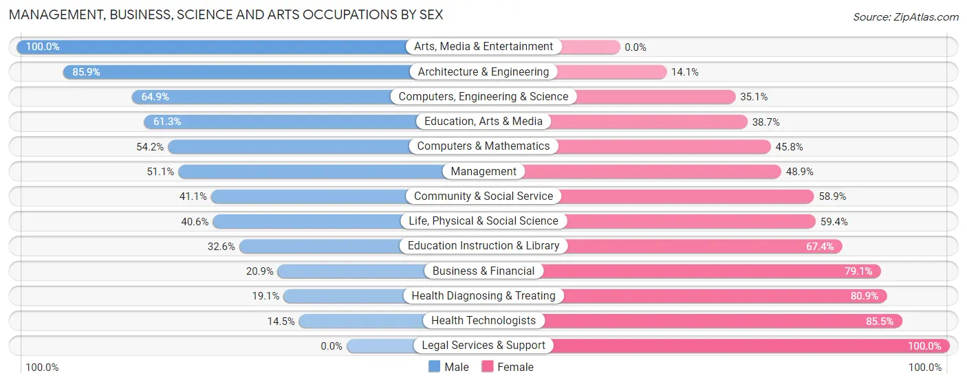 Management, Business, Science and Arts Occupations by Sex in Zip Code 49251