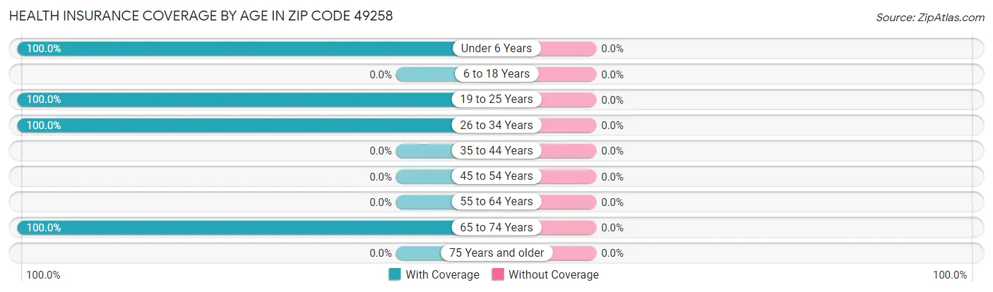Health Insurance Coverage by Age in Zip Code 49258