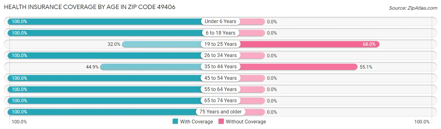 Health Insurance Coverage by Age in Zip Code 49406