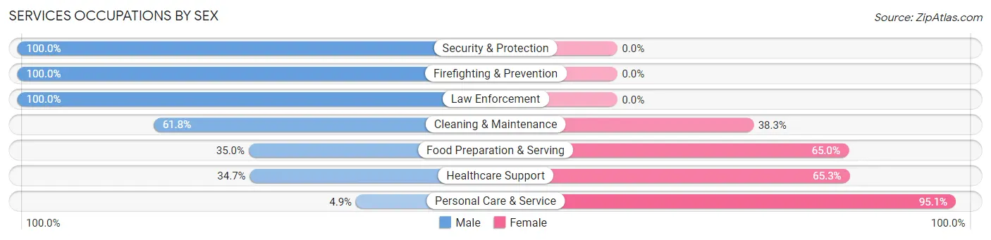 Services Occupations by Sex in Zip Code 49421