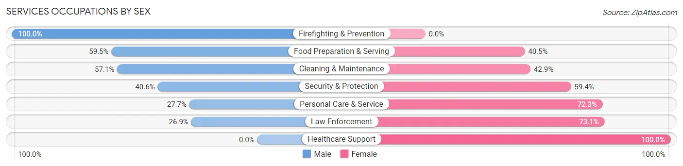 Services Occupations by Sex in Zip Code 49449