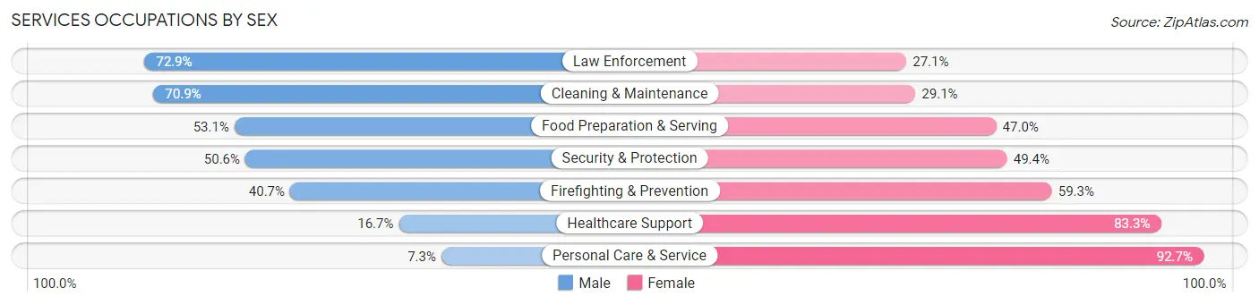 Services Occupations by Sex in Zip Code 49506