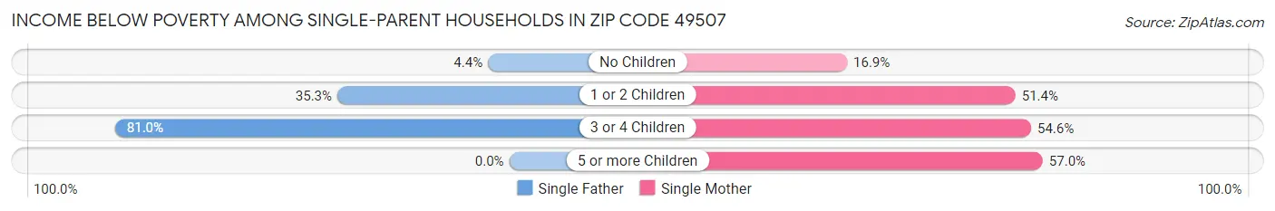 Income Below Poverty Among Single-Parent Households in Zip Code 49507
