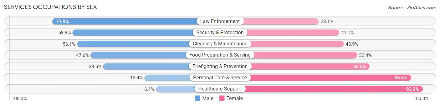Services Occupations by Sex in Zip Code 49534