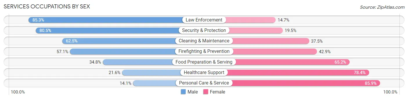 Services Occupations by Sex in Zip Code 49631