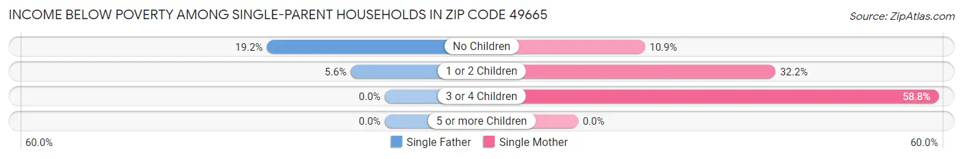 Income Below Poverty Among Single-Parent Households in Zip Code 49665