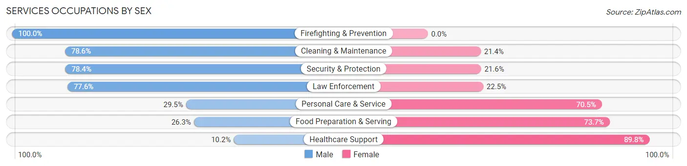Services Occupations by Sex in Zip Code 49677