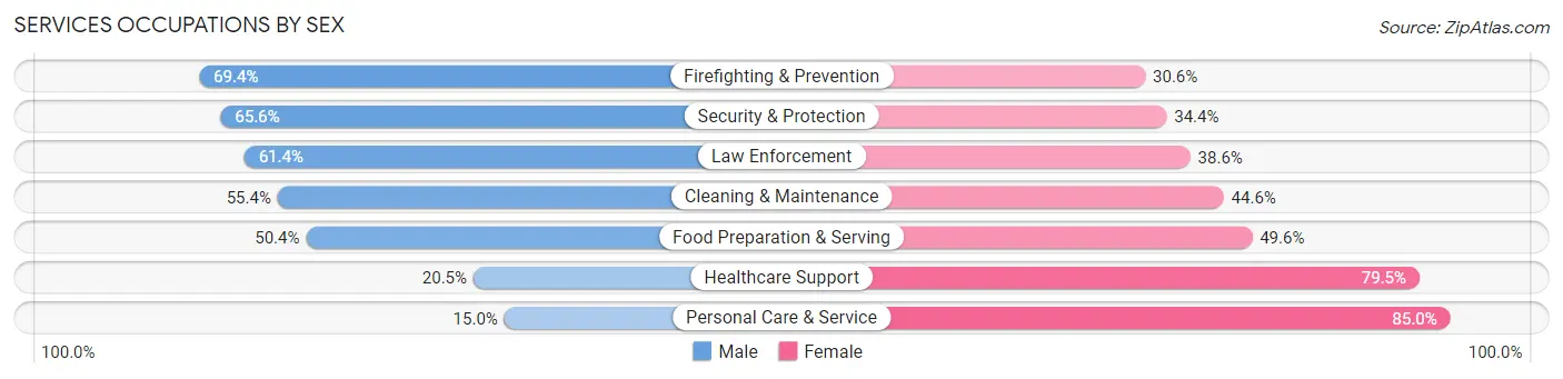 Services Occupations by Sex in Zip Code 49684