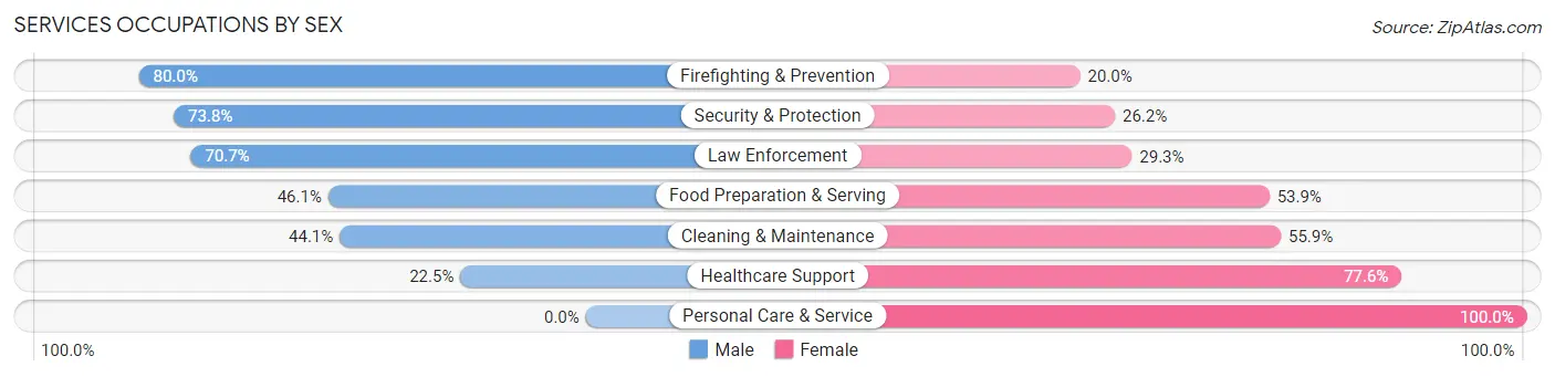 Services Occupations by Sex in Zip Code 49721