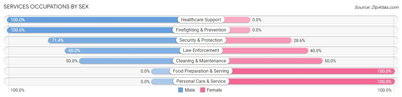 Services Occupations by Sex in Zip Code 49725