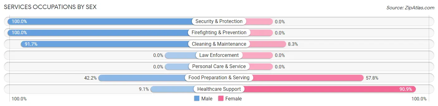 Services Occupations by Sex in Zip Code 49745