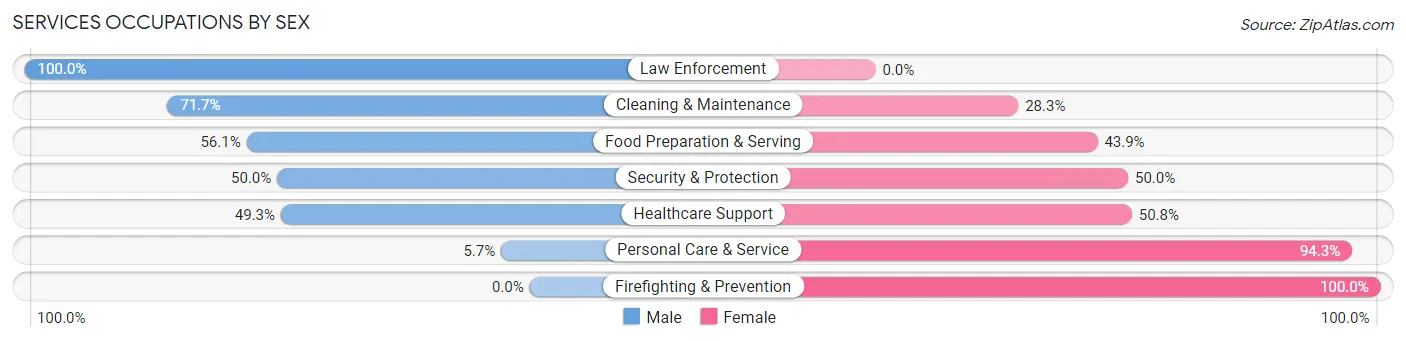 Services Occupations by Sex in Zip Code 49769