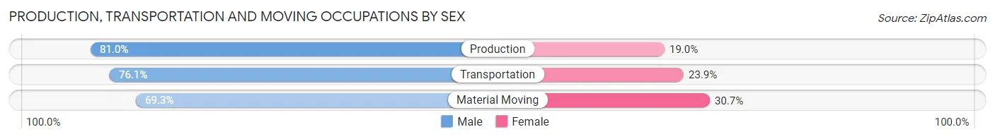 Production, Transportation and Moving Occupations by Sex in Zip Code 49770
