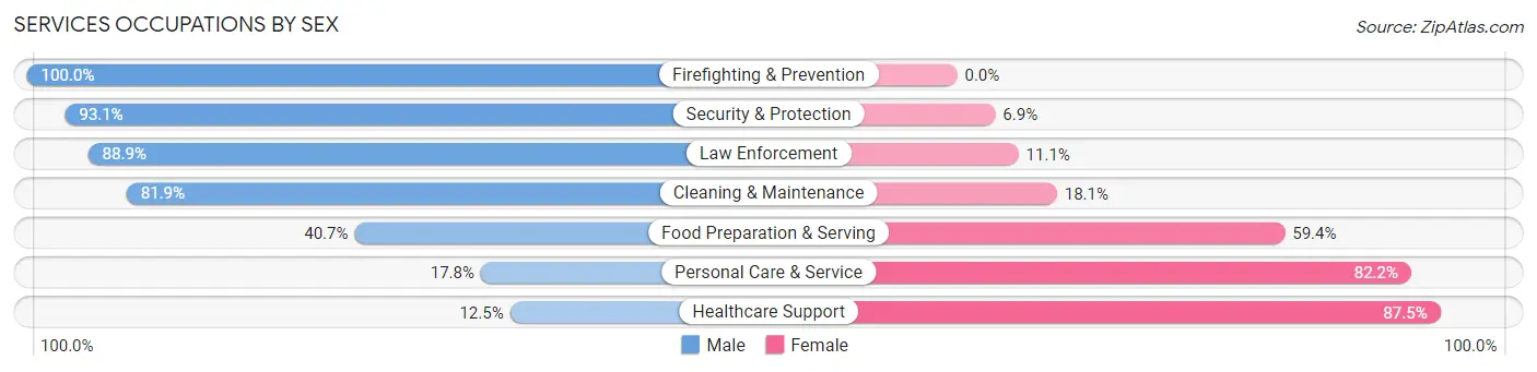 Services Occupations by Sex in Zip Code 49781