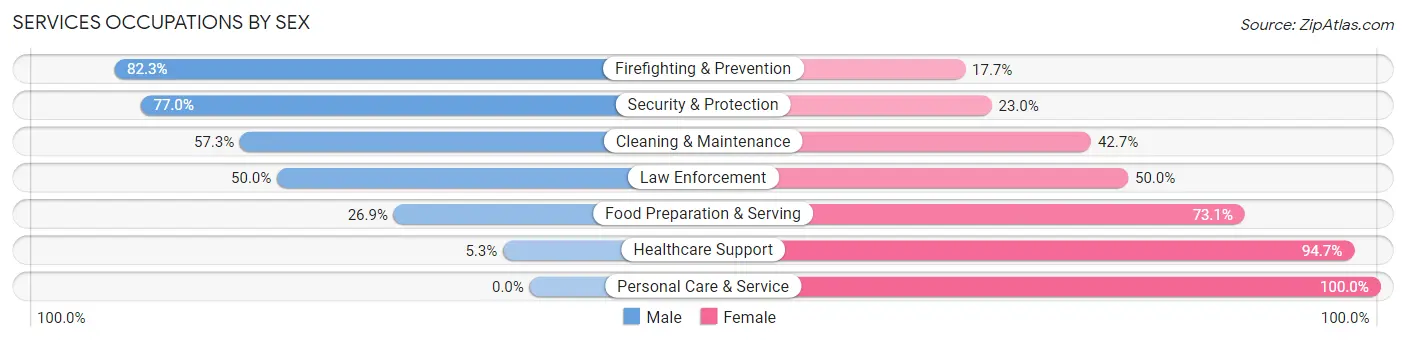 Services Occupations by Sex in Zip Code 50138