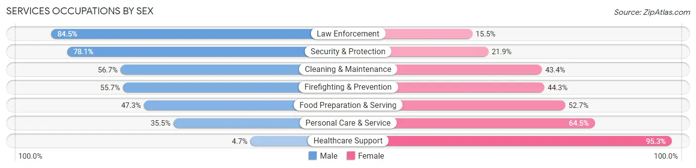 Services Occupations by Sex in Zip Code 50501