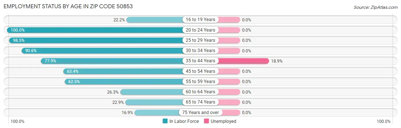 Employment Status by Age in Zip Code 50853