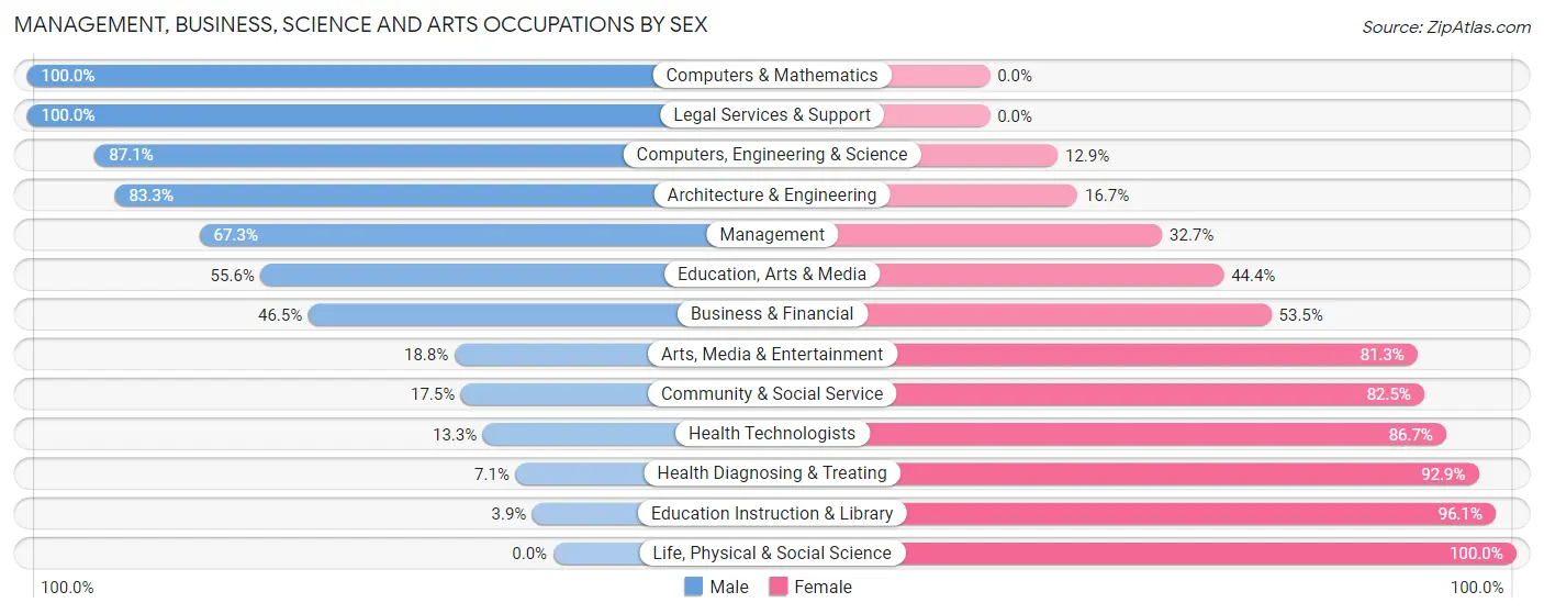 Management, Business, Science and Arts Occupations by Sex in Zip Code 51030