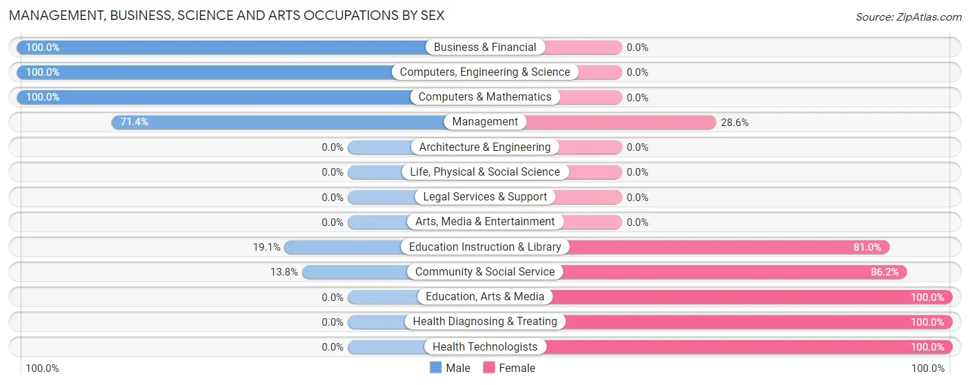 Management, Business, Science and Arts Occupations by Sex in Zip Code 51049