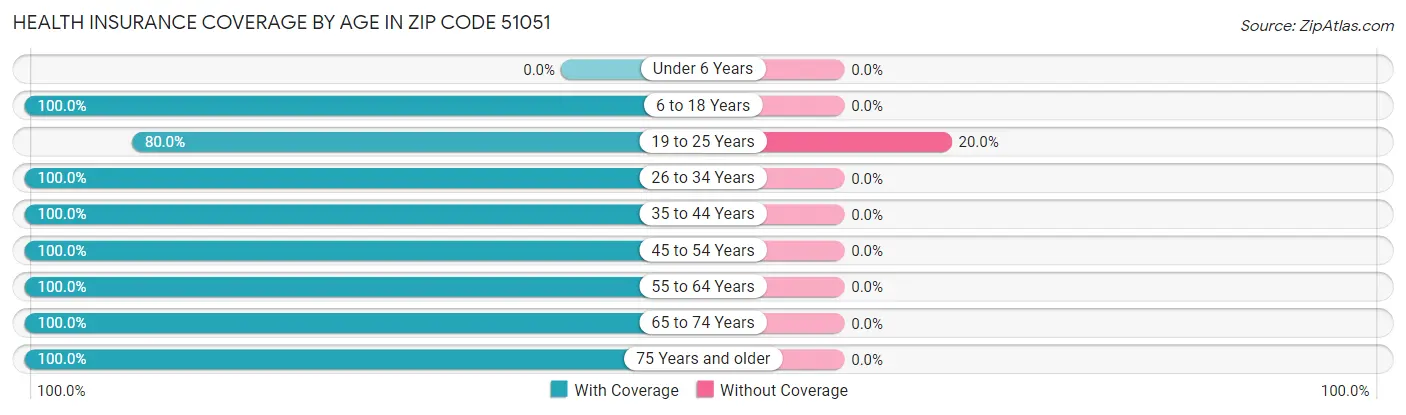 Health Insurance Coverage by Age in Zip Code 51051