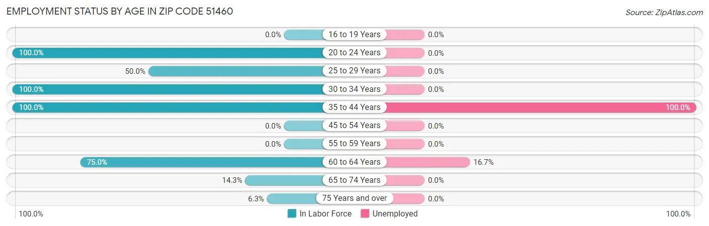 Employment Status by Age in Zip Code 51460