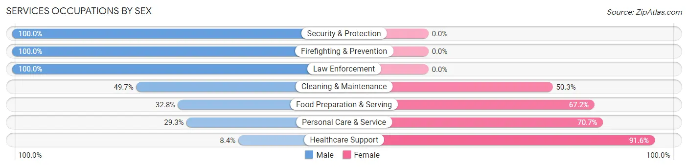 Services Occupations by Sex in Zip Code 52556