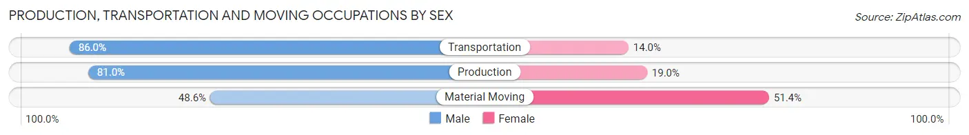 Production, Transportation and Moving Occupations by Sex in Zip Code 52738